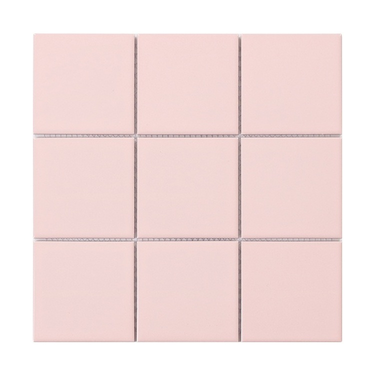 Promotion Price Square Pink Porcelain Mosaic Tile  in Stocks