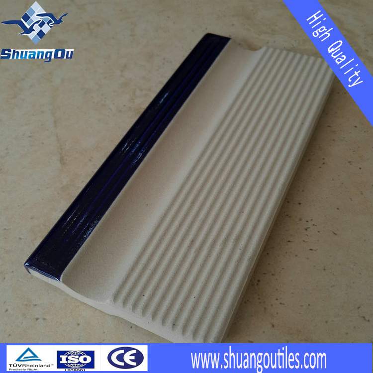 Large Stock Supply 240x115mm 244x119mmsurrounding Safe Round Edge Handle Ceramic Wholesale Finger Grip Swimming Pool Tile Edging