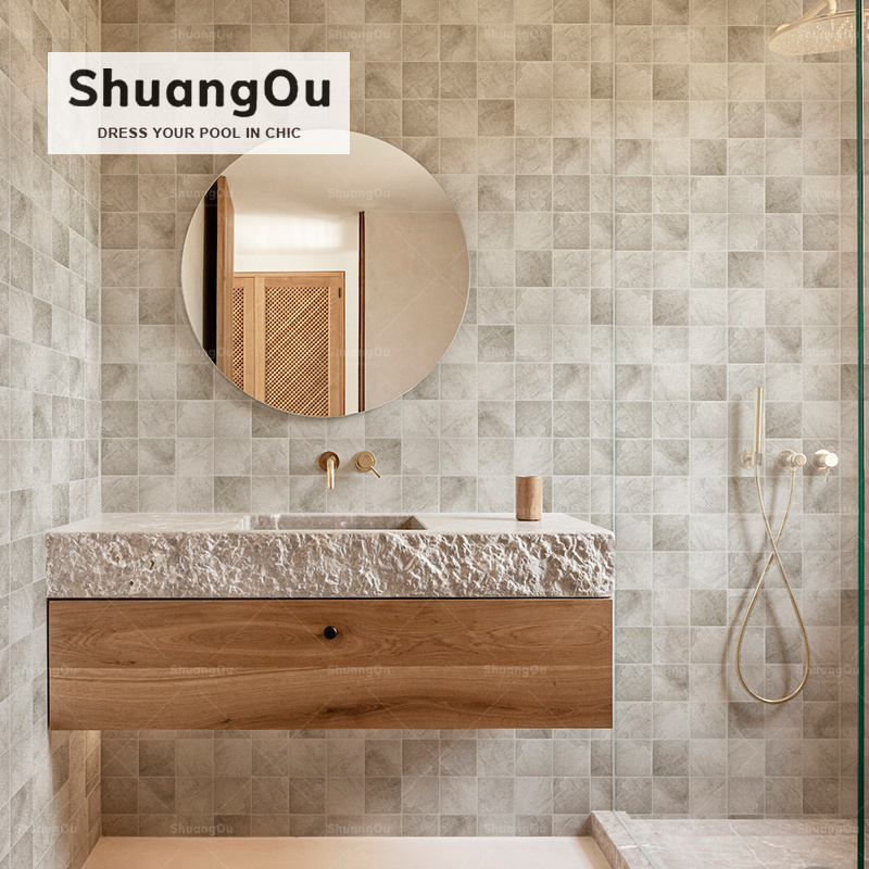 300X300mm Bathroom Design Ceramic Mosaic Wall Tile Restaurant Kitchen Backsplash Inkjet Stone Printing Texture Mosaic Tile