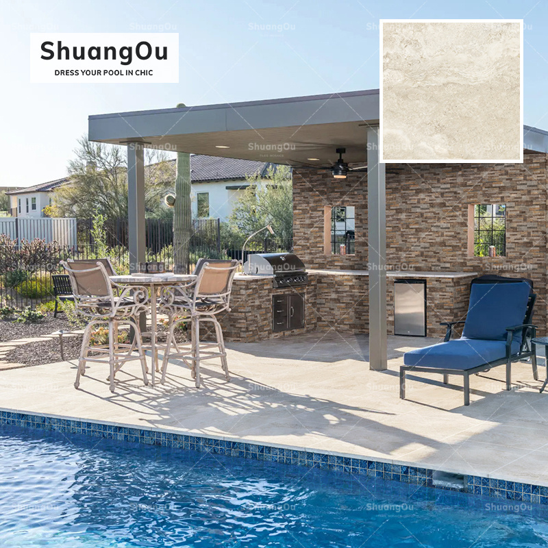 2cm Full Body Anti Slip Outdoor Paver Tile 600X600Mm Garden Pool Spa Glazed Porcelain Floor Tile