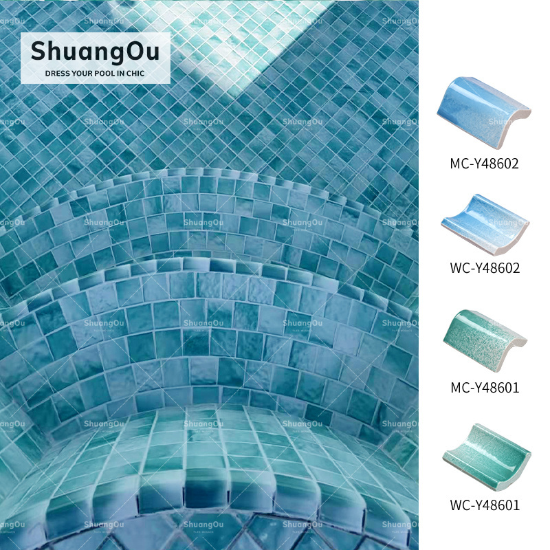 Wholesale Round Corner Tiles Swimming Pool Bathroom Wash Room Accessories Ceramic Tile Trim Curved Edge Tile