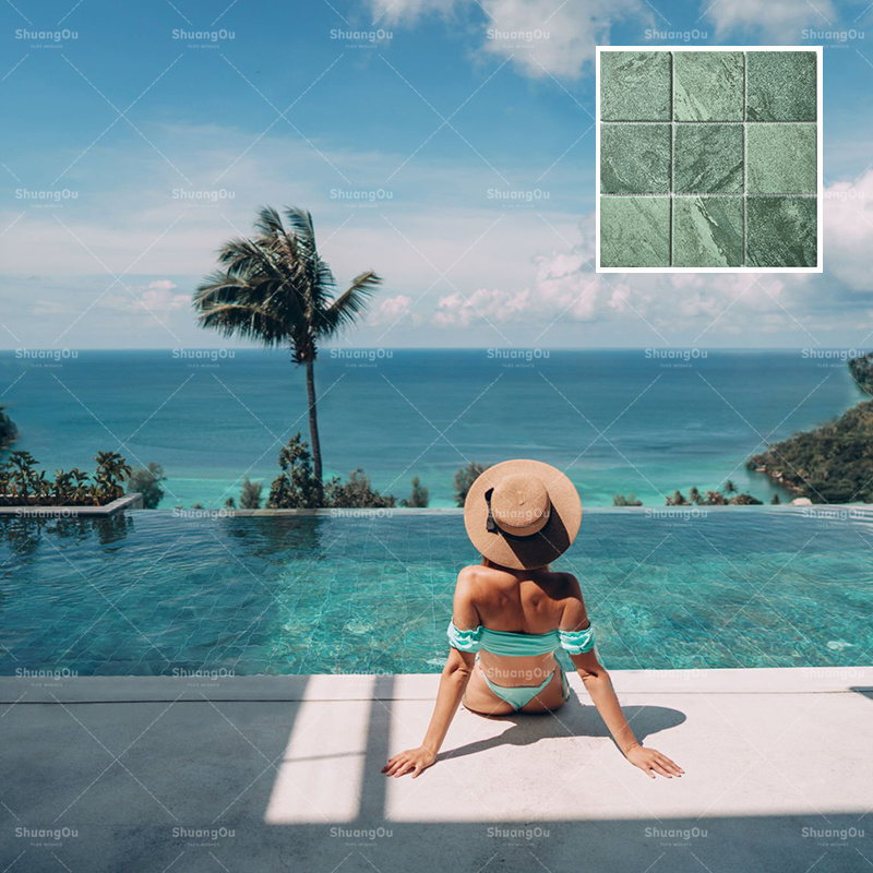 Wholesale OEM Mosaic Glazed Marble Look Slab Tile Wood Floor Tile Outdoor Swimming Pool Tiles