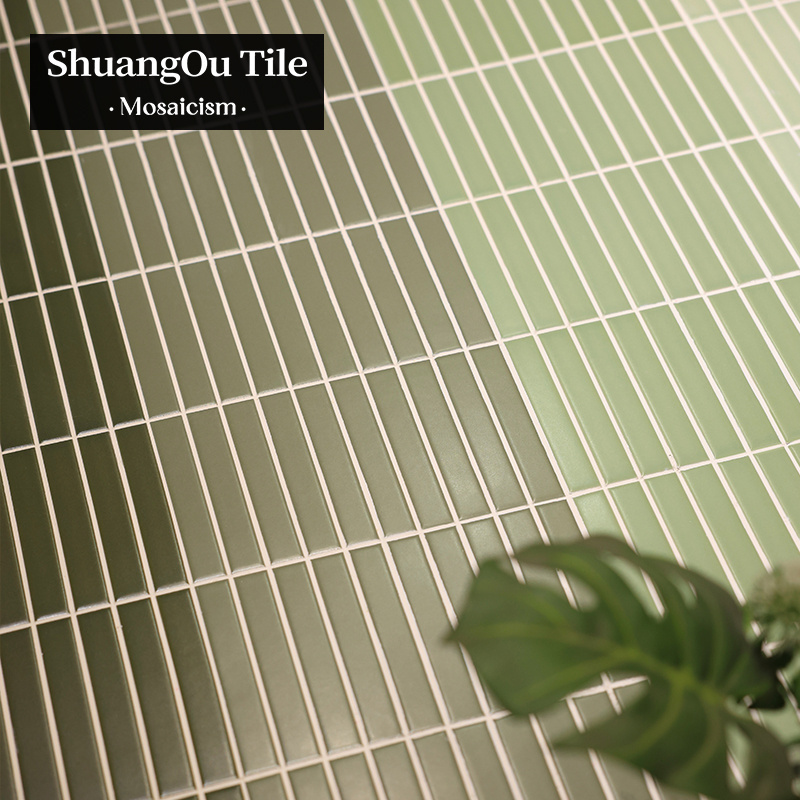 Wholesale Coffee Restaurant Backsplash Wall Long Strip Mosaic Tile Porcelain Hotel Shower Strip Finger Tile Mosaic