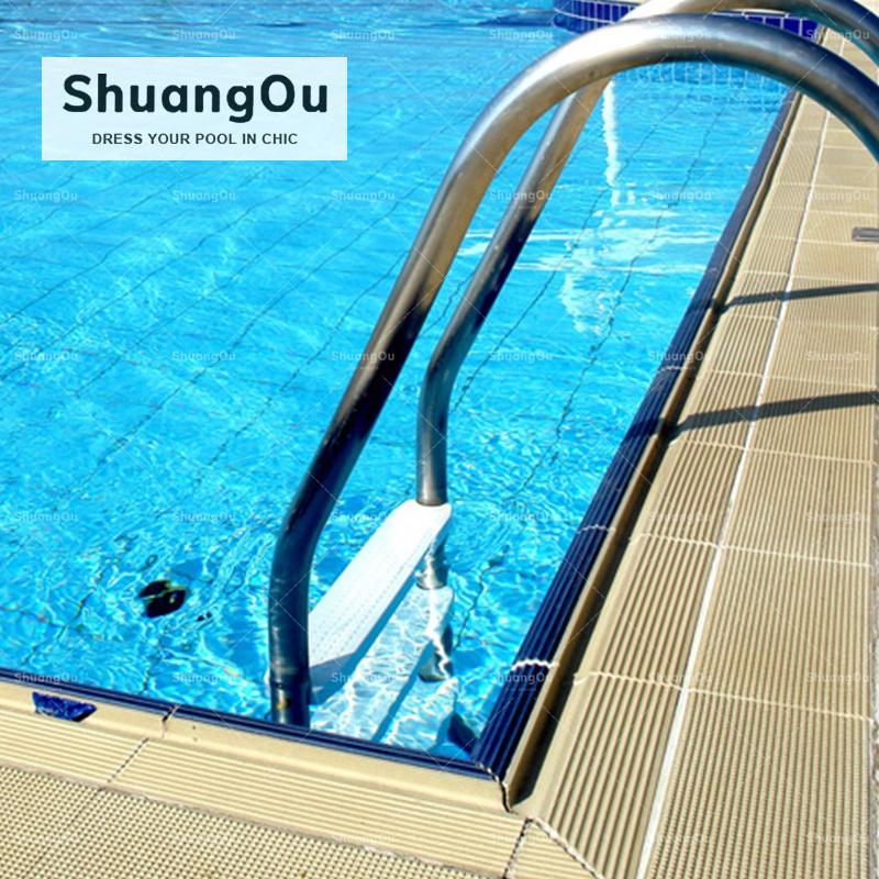 Black Granite Glazed Ceramic Swimming Pool Edge Tile 240X115mm Standard Bullnose Coping Anti Slip Tile