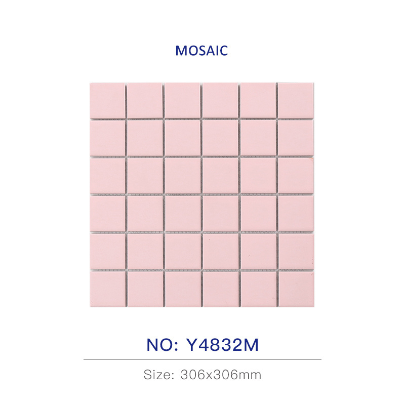 Promotion Price Square Pink Porcelain Mosaic Tile  in Stocks