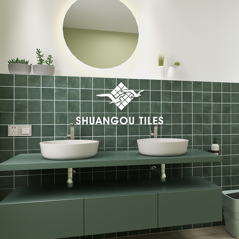 4x4 inch square injek green stone look unglazed porcelain for bathroom wall shower floor swimming pool non slip tile