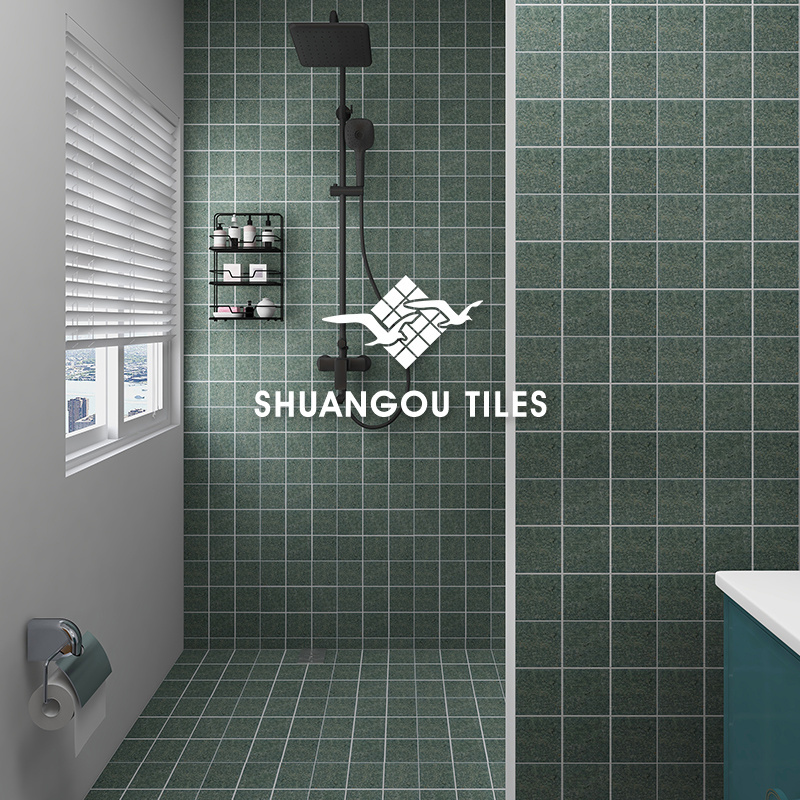 4x4 inch square injek green stone look unglazed porcelain for bathroom wall shower floor swimming pool non slip tile