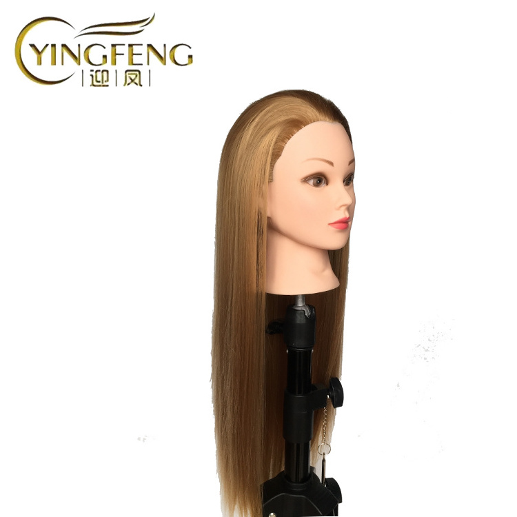 26 Inch long Fiber Hair Manikin Head Styling Hairdresser With Mannequin Head Hairdressing Blonde Hair Doll Wig Training Heads