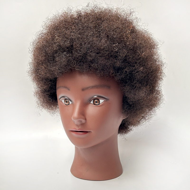 Good Quality African 100 Human Hair Manikin Cosmetology Doll Head Hairdresser Afro Mannequin Head For Barber