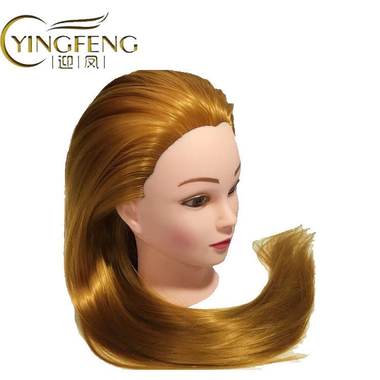 Synthetic Hair Curled Cutting Braids Practice Hairdressing Mannequin Dolls Styling Professional Barber Training Head