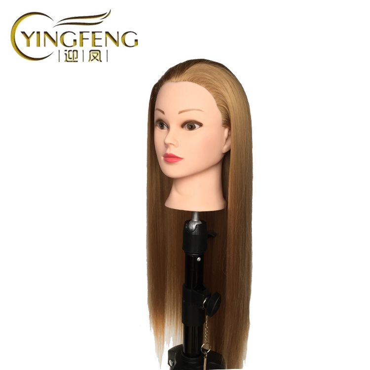 26 Inch long Fiber Hair Manikin Head Styling Hairdresser With Mannequin Head Hairdressing Blonde Hair Doll Wig Training Heads