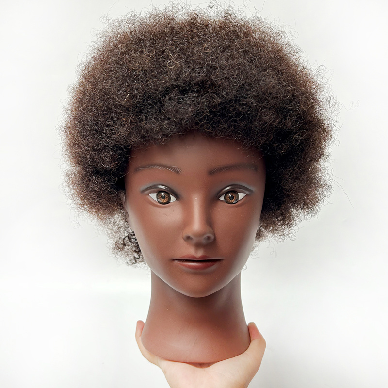 Good Quality African 100 Human Hair Manikin Cosmetology Doll Head Hairdresser Afro Mannequin Head For Barber