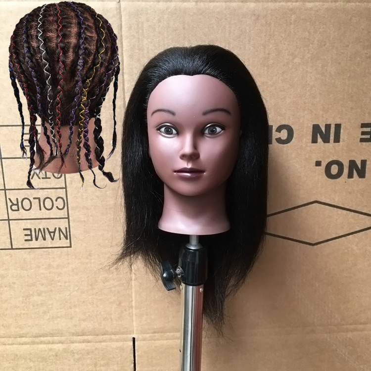 Cheap human hair Afro Training Hair Styling Head Cosmetology Manikin Mannequin Head Hairdresser Manikin Doll Head