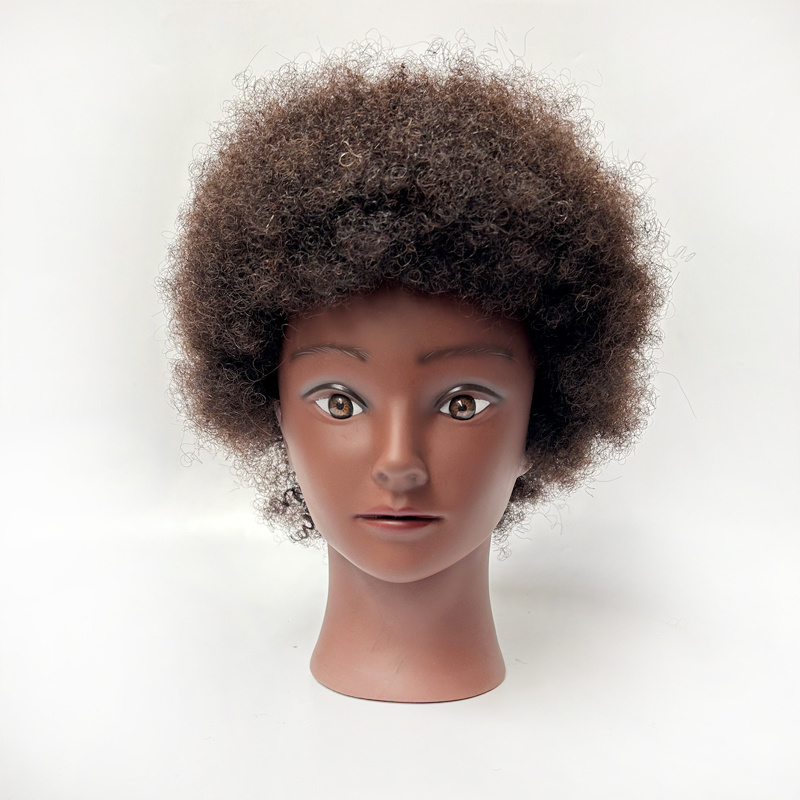 Good Quality African 100 Human Hair Manikin Cosmetology Doll Head Hairdresser Afro Mannequin Head For Barber