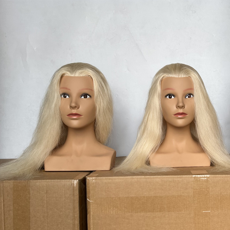 Wholesale Training Mannequin Head with Shoulder Head Practice Human Hair training doll head for hairdresser human hair