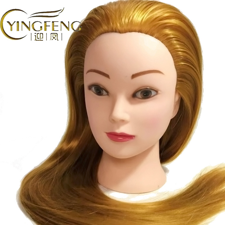 Synthetic Hair Curled Cutting Braids Practice Hairdressing Mannequin Dolls Styling Professional Barber Training Head