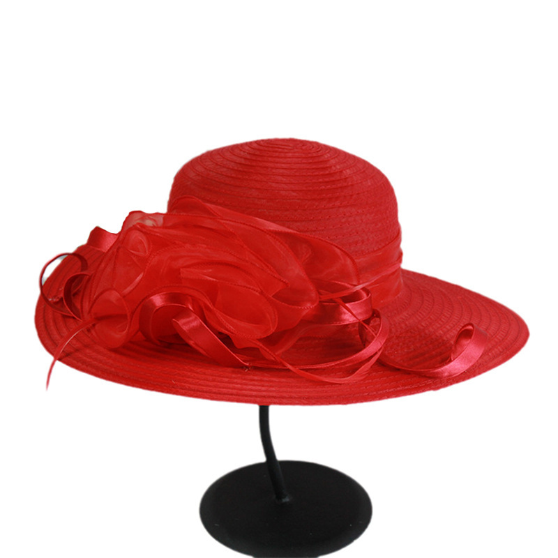 High Quality New Designer Fashion Ladies Flower Sunshade Foldable Floppy Wide Brim Elegant Church Hat