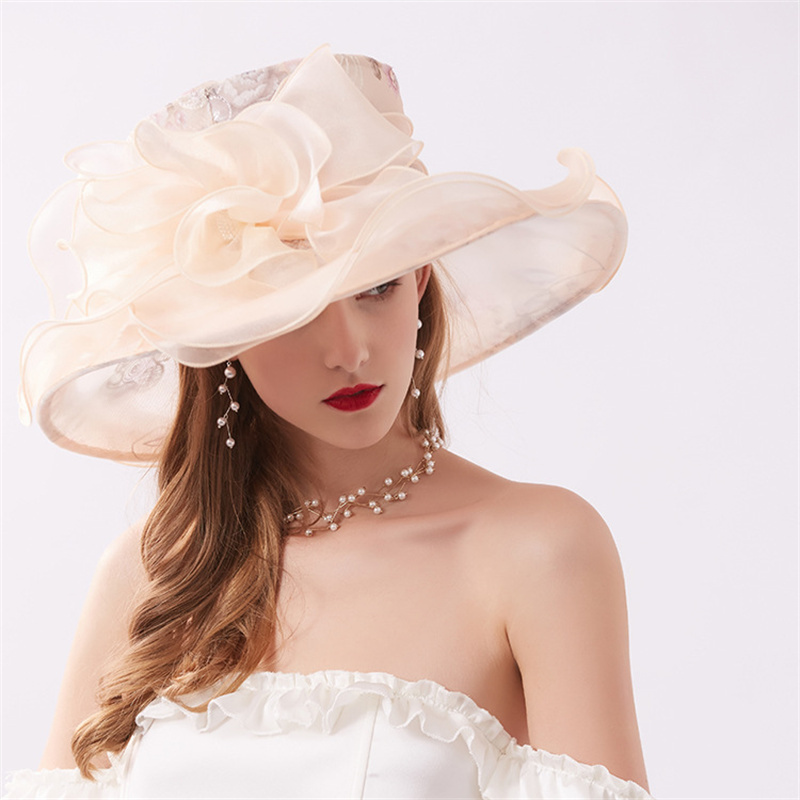 Wholesale Wide Brim Adjustable Size Church Kentucky Derby Mesh Party Elegant Wedding Hats For Women