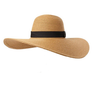 Bulk Wholesale Custom Big Wide Brim Seaside Sunscreen Foldable women Summer Sun Beach Floppy Straw Hat