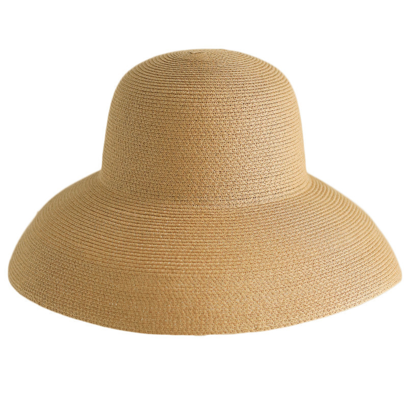 Summer Travel  Hot Popular Vintage French Black Straw Hat Sun Protection Seaside Beach Wide Brim Hat