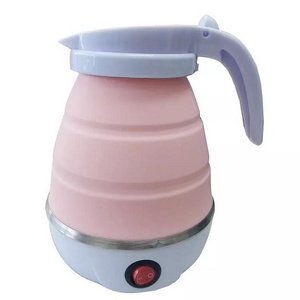 mini foldable portable 304 SS food grade silicone tea coffee pot anti-dry protection electric kettle 0.6L fast boiler