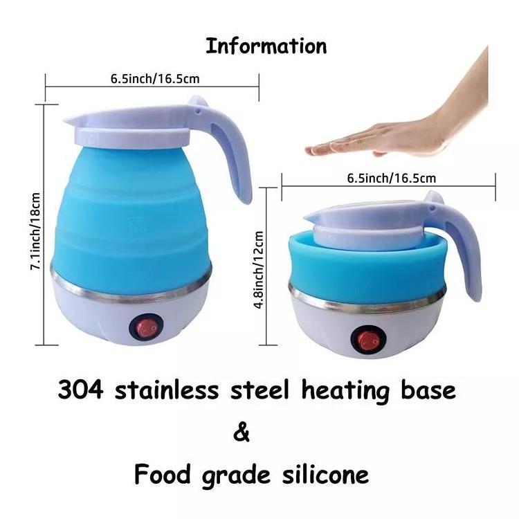 fast boiler foldable portable food grade silicone tea coffee pot anti-dry protection electric kettle 0.6L