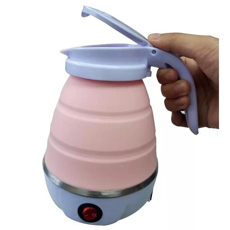 mini foldable portable 304 SS food grade silicone tea coffee pot anti-dry protection electric kettle 0.6L fast boiler