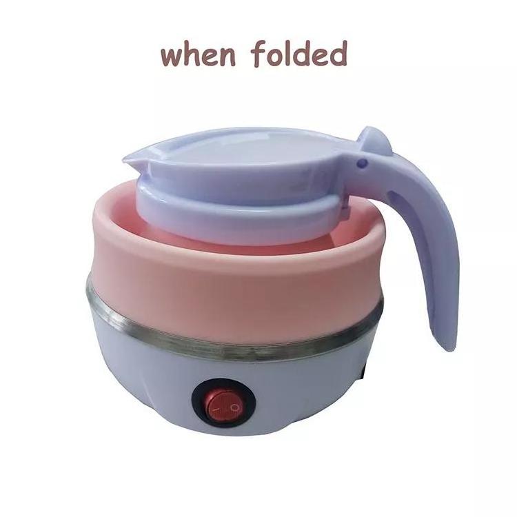 mini foldable portable 304 SS food grade silicone tea coffee pot anti-dry protection electric kettle 0.6L fast boiler