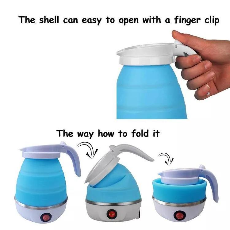 fast boiler foldable portable food grade silicone tea coffee pot anti-dry protection electric kettle 0.6L