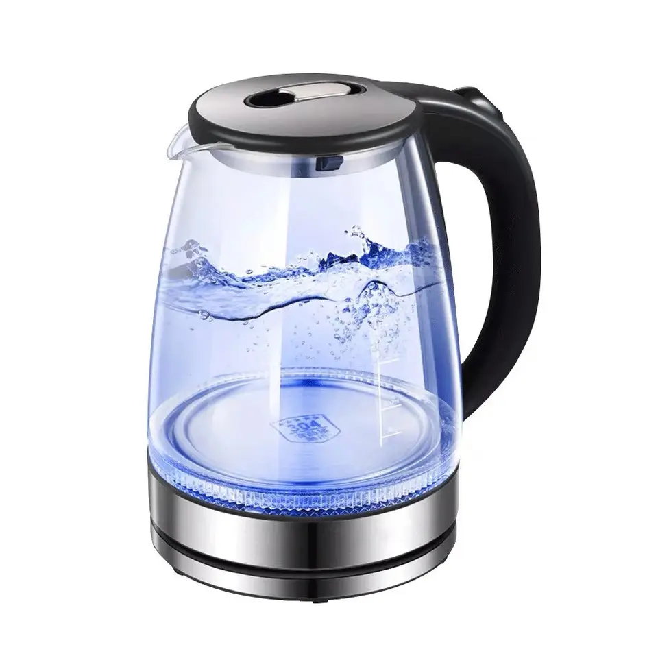 wholesale lower price Borosilicate Glass 1.8L Electric Kettle 1500W Beautiful Blue Indicator Faster Boiling