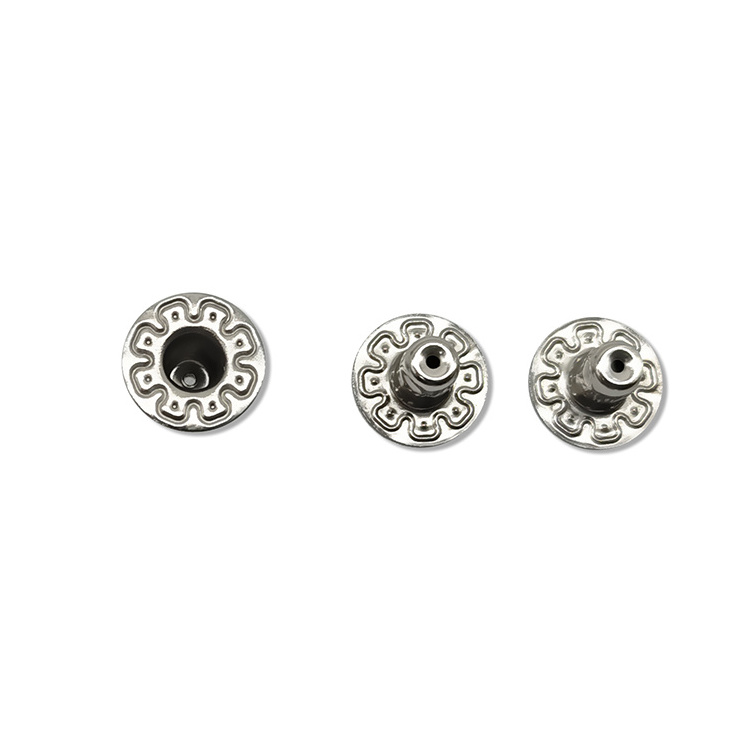 High Quality Garment Accessories Custom Silver Metal Press Snap Button Bump Buckle Snap Buckle Blouse Button