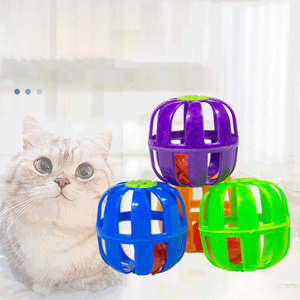 Plastic colorful Pumpkin shape plastic bell ball chase interactive cat toy