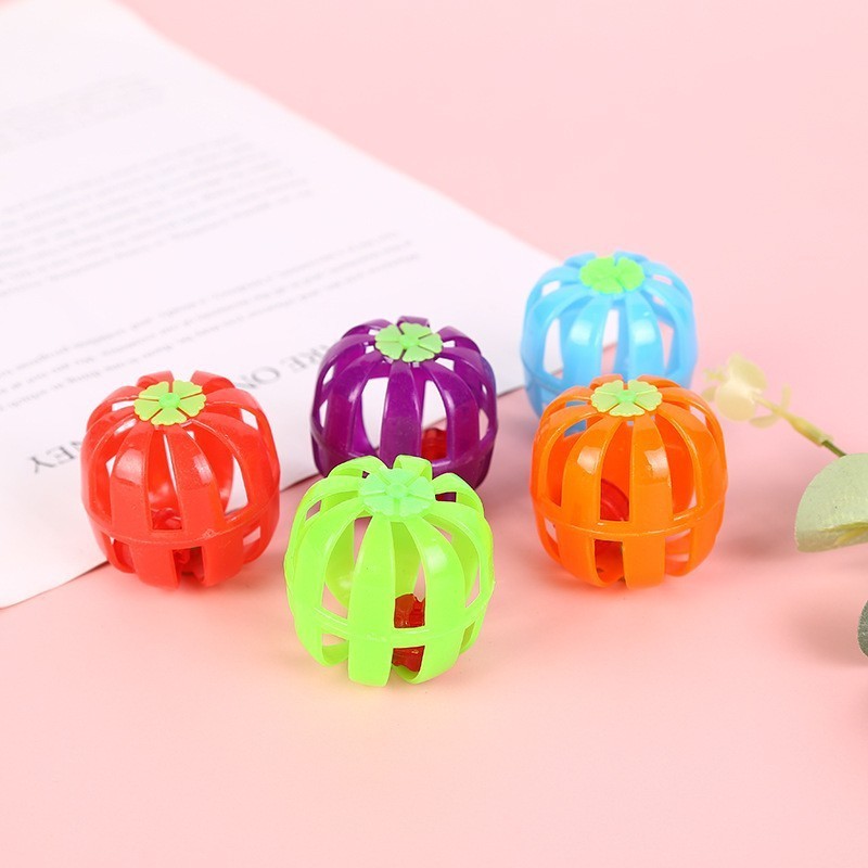 Plastic colorful Pumpkin shape plastic bell ball chase interactive cat toy