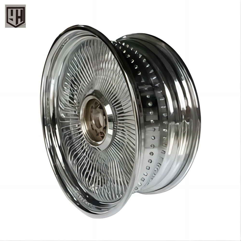 24 26 inch Custom Luxury Vintage Aluminum Alloy Gold Wire Wheels 100 Spoke Chrome Wire Wheel Rims