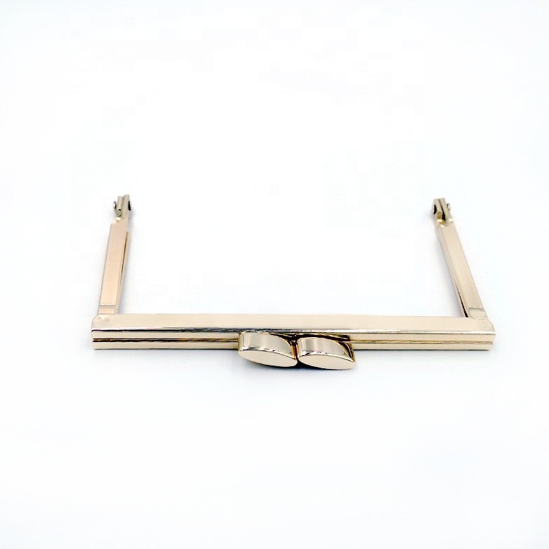 Metal Purse Frame Kiss Lock For Wallet Bag Bag Parts Square Golden Handbag Hardware Clutch Frame Metal Purse Handbag