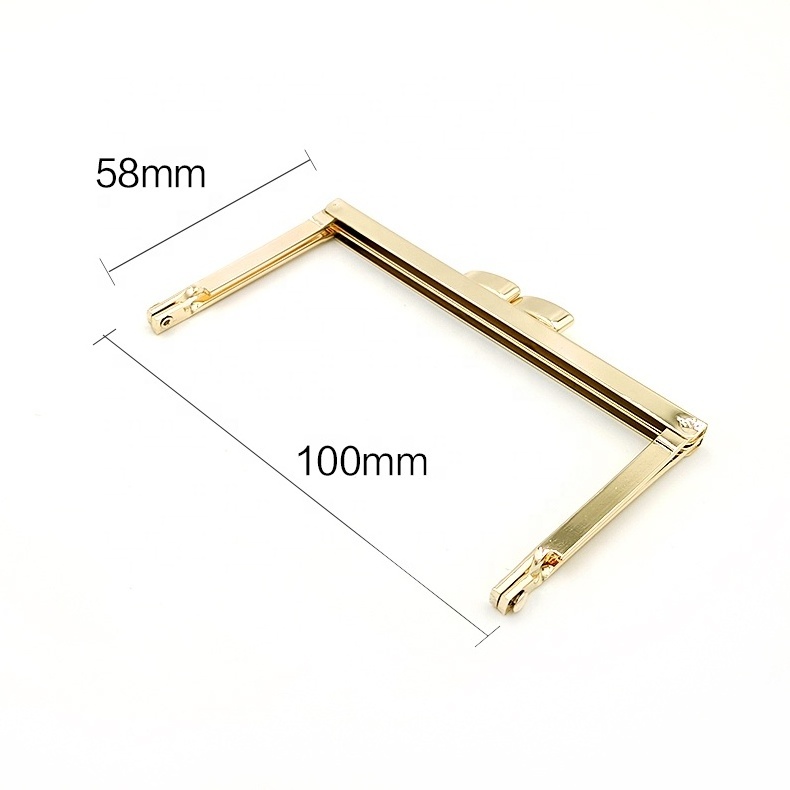 Metal Purse Frame Kiss Lock For Wallet Bag Bag Parts Square Golden Handbag Hardware Clutch Frame Metal Purse Handbag