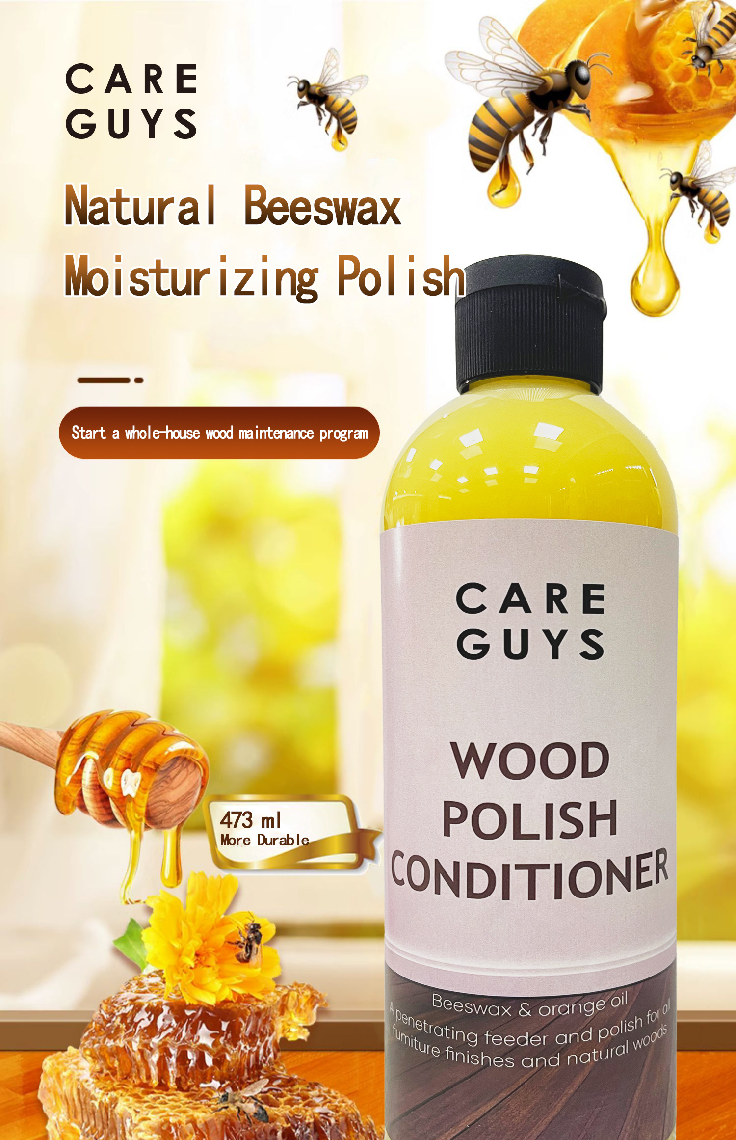 OEM Beeswax Furniture Wood Polish & Conditioner-Wood Seasoning Beeswax Oil for Wood Cleaner and Polish Furniture Restore