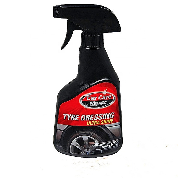 tire shine and wheel cleaner tyre polish spray with black shining silicone wax