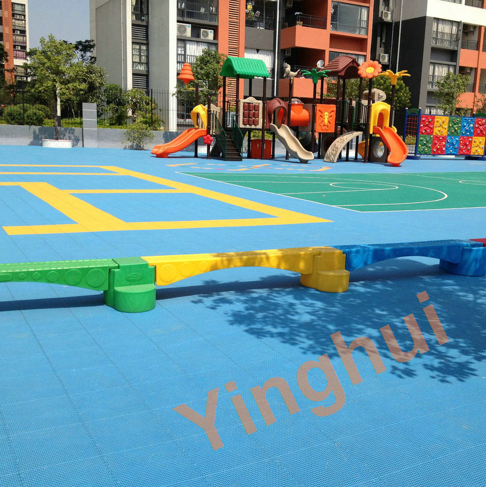 O-02 solid surface outdoor interlock basketball futsal tennis court flooring with custom colors