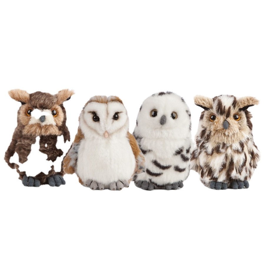 A579 Nature Lifelike Owl Soft Cuddle Plush Stuffed Realistic Bird Toy Plush Vivid Owl Animal Stuffed Birds