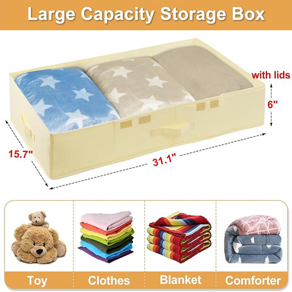 Large Underbed Storage Bags Organizer Container Collapsible Shoe Storage Organizer for Blankets Bedding