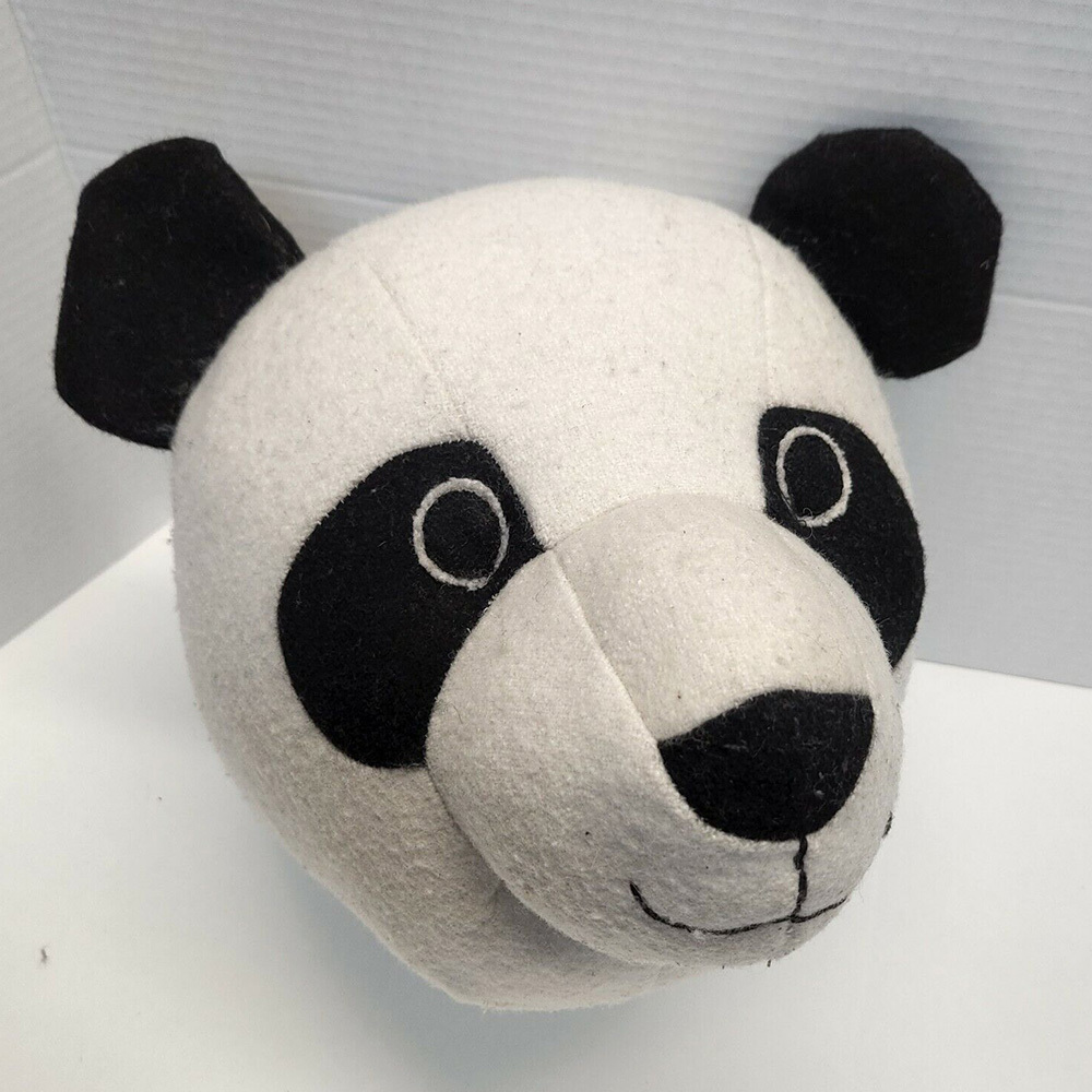 1485 Black White New Panda Bear Head Wall Mount Playroom Decorations Plush Custom Hanger Zoo Animal Head Wall Decor