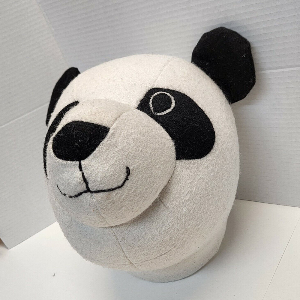 1485 Black White New Panda Bear Head Wall Mount Playroom Decorations Plush Custom Hanger Zoo Animal Head Wall Decor