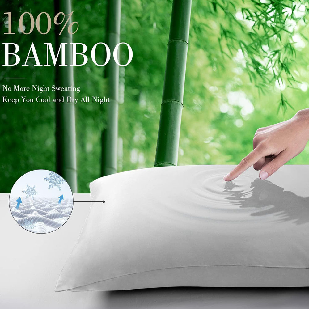 A448 Custom Bamboo Cool Pillowcases Queen Cushion Covers Breathable Silky Soft Moisture Wicking Hot Sleepers Cooling Pillow Case