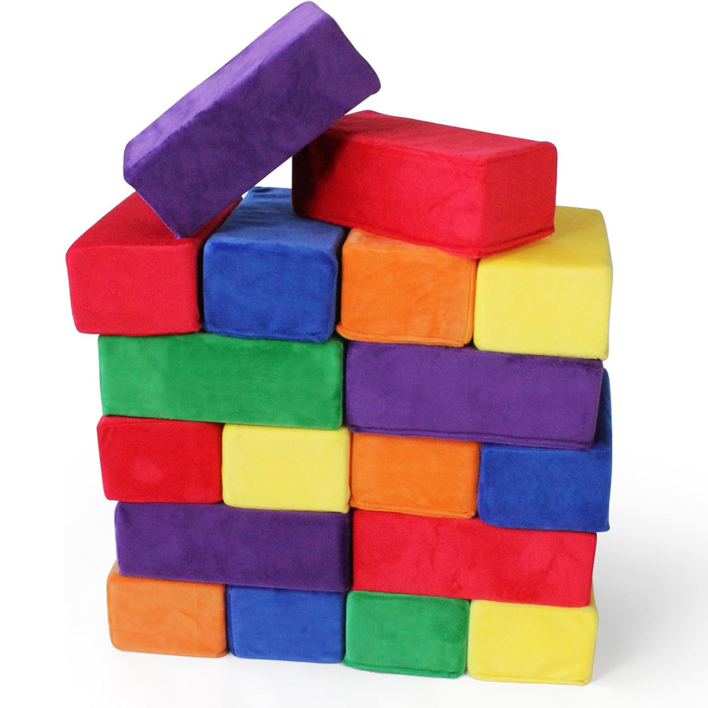 1492 Custom Plush Foam Filled Plush Blocks Soft Stackable Building Kids Classic Color Pack CPC CPSIA Standard Big Soft Block