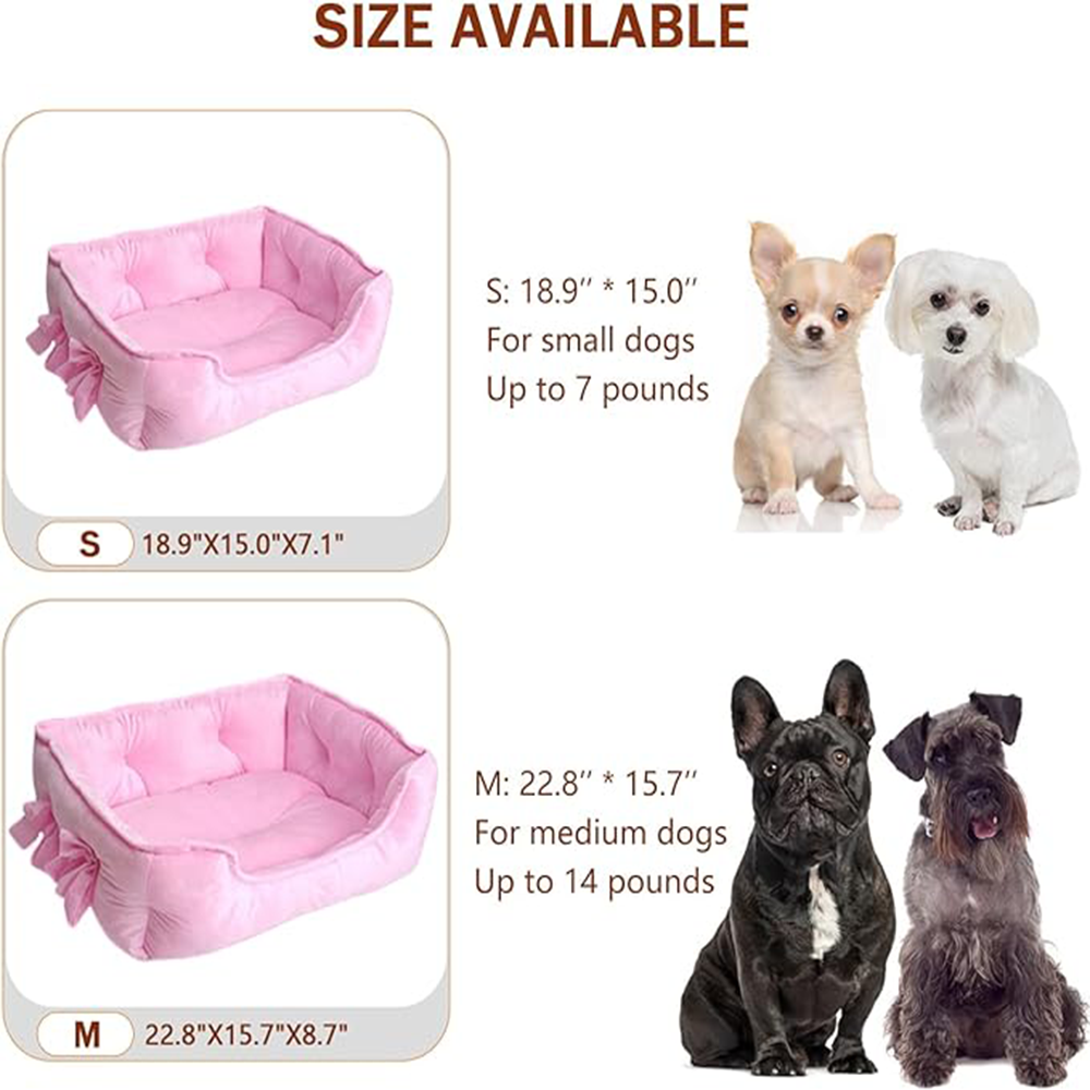 Machine Washable Soft Breathable Bowknot Pet Cat Cushion Cute Princess Dog Bed for Small Dogs