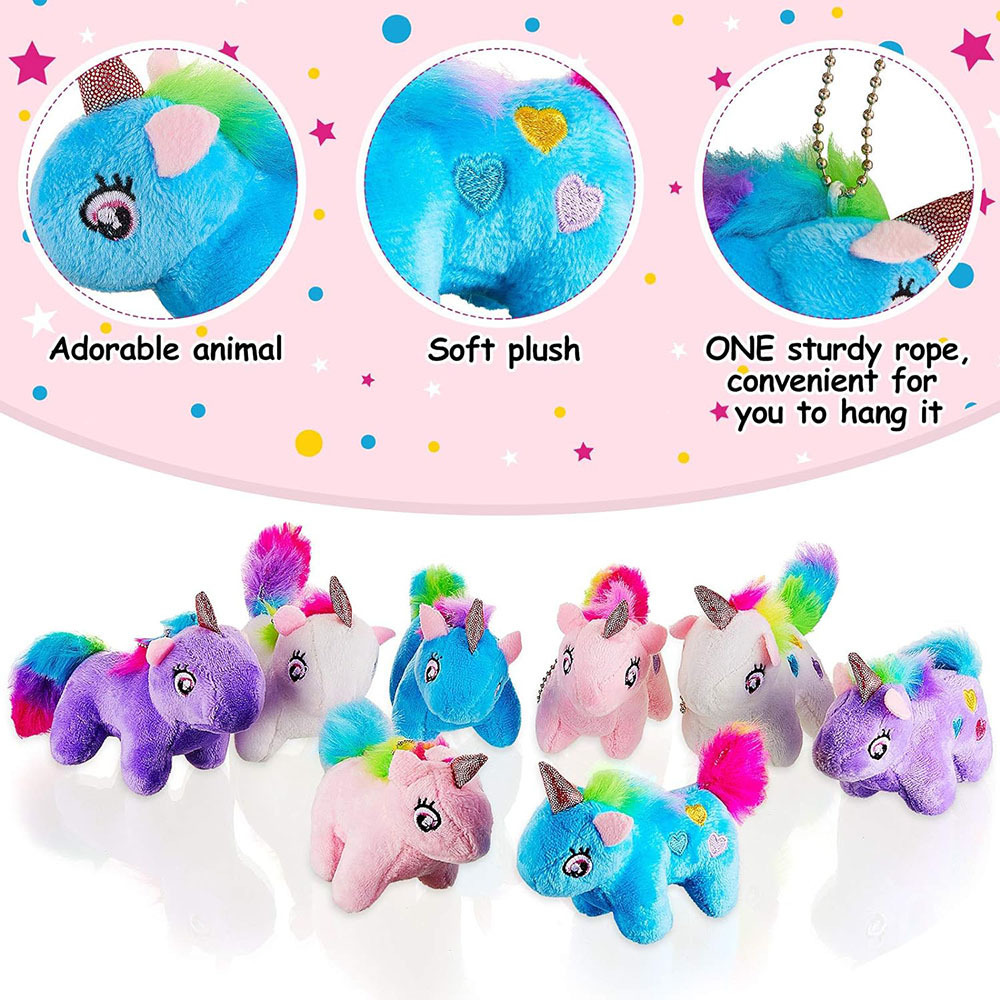 Mini Plush Unicorn Toys Animal Stuffed DIY Keychain Accessories Cotton Unicorn Decorations Birthday Heart Style Smores Plush