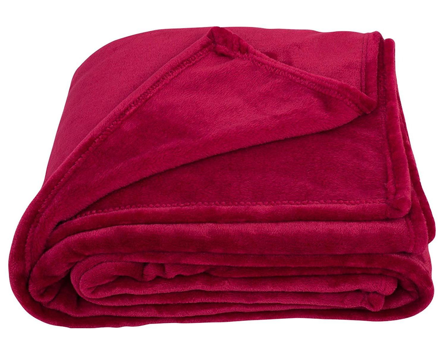 M981 Extremely Soft Wrinkle Resistant Burgundy Red King Size Throw Blanket Easy Care Burgundy Red Blanket