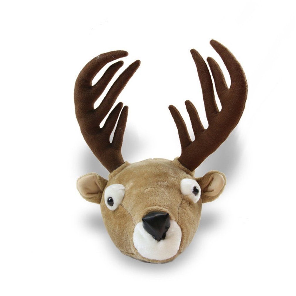 G107 Handmade Craftsmanship Baby Care Room Decor Cartoon Plush Animal Deer Head Baby Care Room Wall Hanging Decor