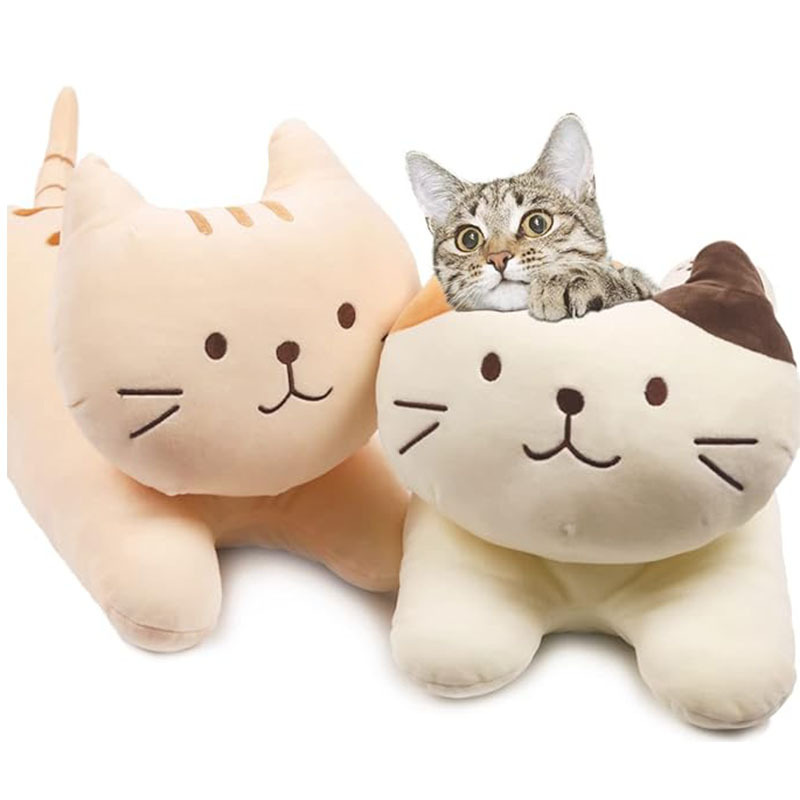 J104 Funny soft cat sleeping pillow stuffed animal bed sofa decor waist cushion plush kitten toy home nap pillow